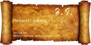 Hetesi Iduna névjegykártya